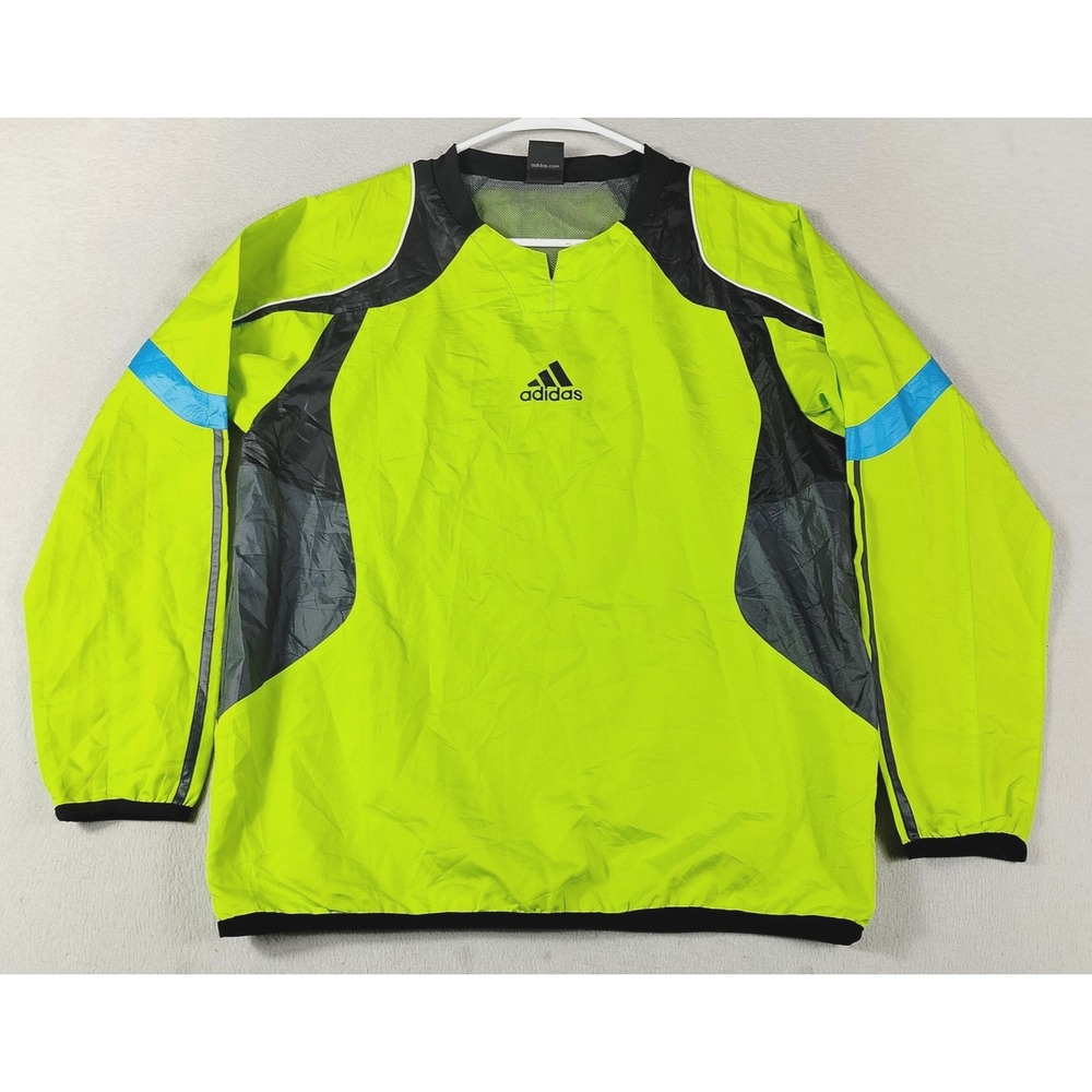 Adidas Windbreaker Jacket Youth Large 13-14 Geen Pullover Soccer Hi Vis Athletic